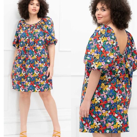 ELOQUII Elements Floral Print Tie-Back Puff Sleeve Dress sz 22/24 NWT - Picture 12 of 12
